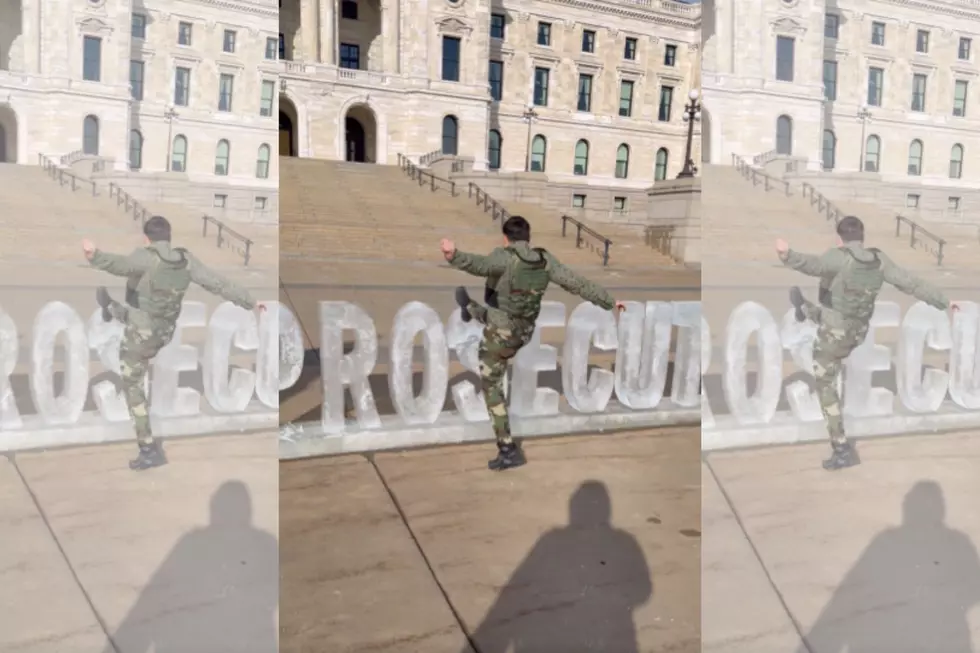 WATCH: Pro-ICE Activist Kicks Apart Ice Sculpture At MN Capitol